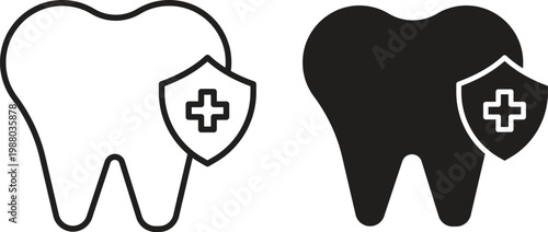 Dental insurance icon collection. Minimal icon and symbol