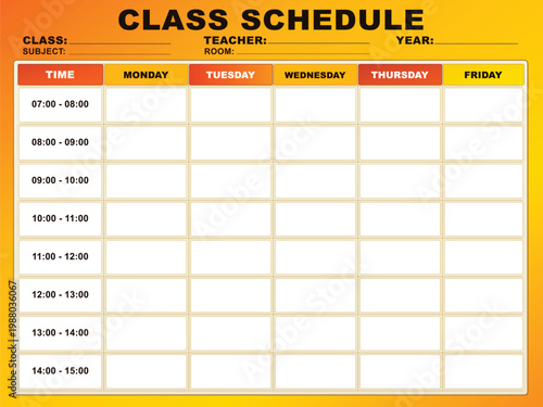 Class schedule graphic with premium design