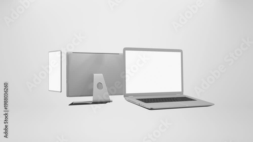 A collection of modern digital devices with blank screens, ideal for technology and design presentations.