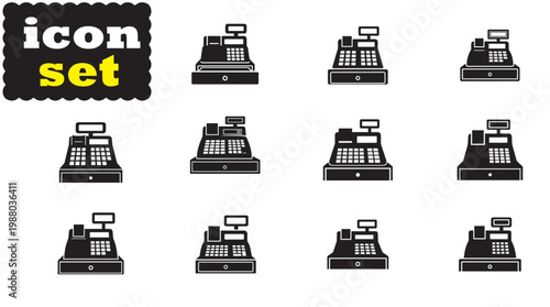 Cash Register icon Set, Cash Register Silhouette vector