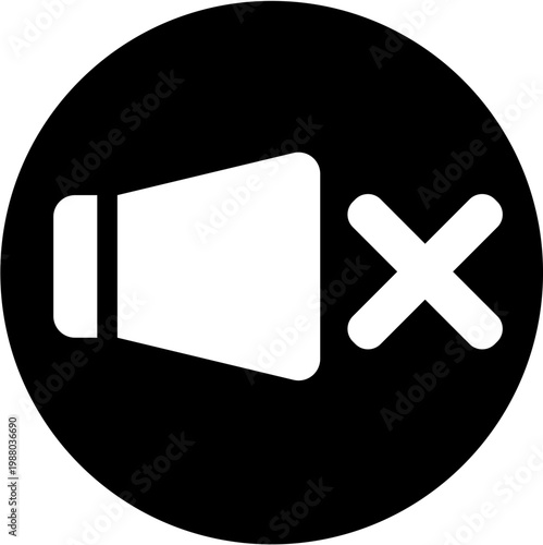 Mute symbol on a black circle background