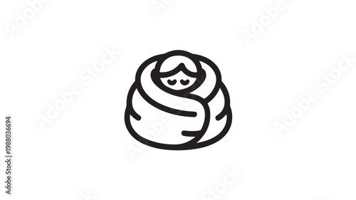 Woman Sleeping Wrapped in Blanket Icon for Cozy Nighttime and Comfort Concepts