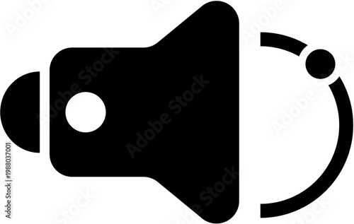 Black speaker icon with sound wave