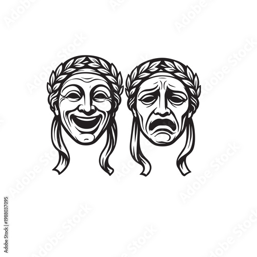 Greek Comedy and Tragedy Theater Masks