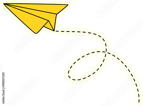 Yellow Paper Plane with Flight Path