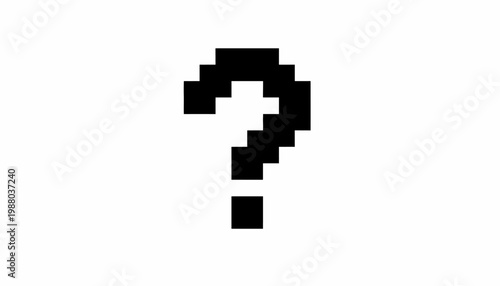 Pixelated question mark on a white background