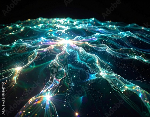 Intricate Underwater Prismatic Caustic Network with Chromatic Dispersion