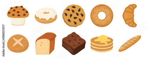 Set of Delicious Bakery Items