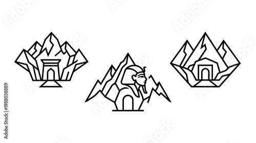 Minimalist Egyptian Landmarks Line Art Set