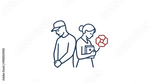 Remembrance Day Soldier and Civilian With Poppy