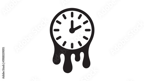 Melting Clock Surrealism Vector Icon for Time Distortion and Deadline Concept Illustrations