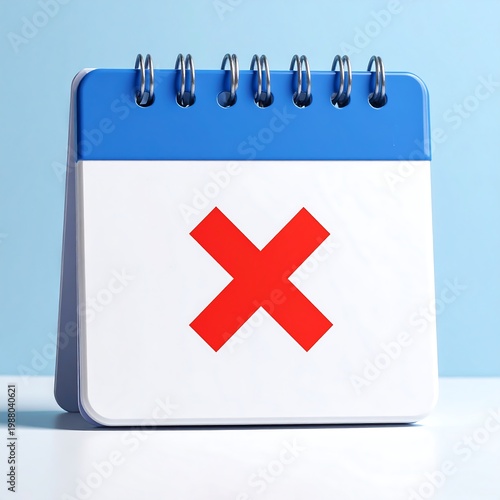 A small desk calendar with a red X on its page