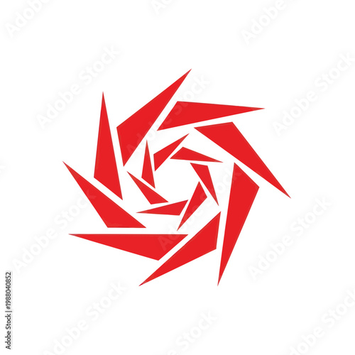 Abstract Red Geometric Swirl Pattern on White Background