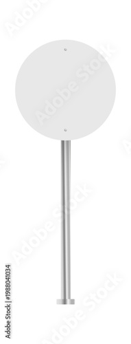 Realistic road traffic signs on metal poles with blank panels, designed as a clean mockup template ideal for transportation concepts, navigation design, safety communication, and urban infrastructure