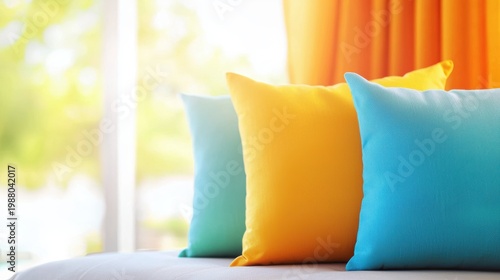 Colorful pillows piled high on a sofa, offering comfort and a cheerful burst of color.