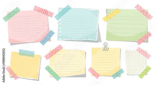 Colorful sticky note paper pads.