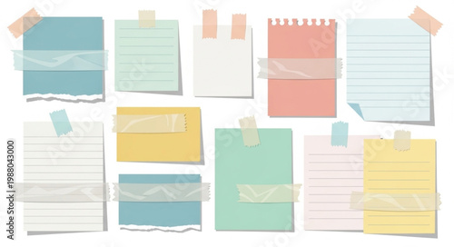 Colorful sticky note paper pads.