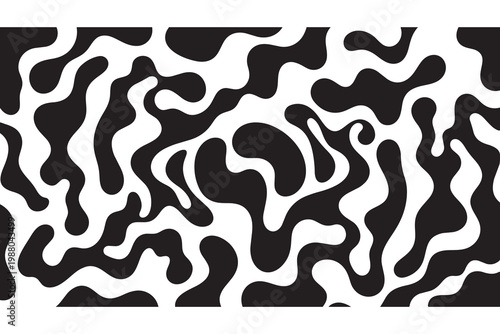 Fotografie Abstract liquid monochrome wavy pattern design.