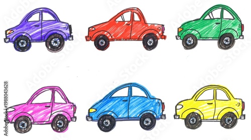 set of cartoon cars