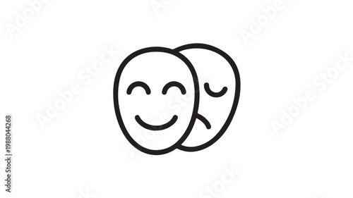 Theater Masks Comedy and Tragedy Vector Icon for Drama Acting and Entertainment Performance Concepts