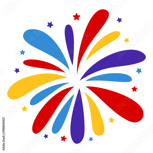 New year firework vector illustration. Fireworks with stars and sparks isolated on white background. Happy new year firework