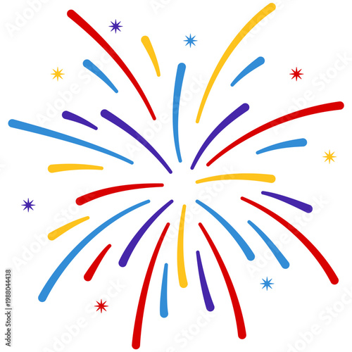 New year firework vector illustration. Fireworks with stars and sparks isolated on white background. Happy new year firework