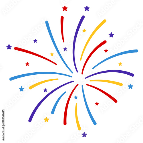 New year firework vector illustration. Fireworks with stars and sparks isolated a on white background. Happy new year firework