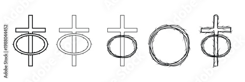 Crown of Thorns and Cross Symbol Evolution Sketch