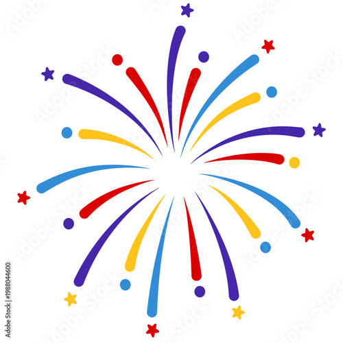 New year firework vector illustration. Fireworks with stars and sparks isolated on white background. Happy new year firework