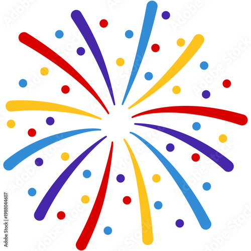 New year firework vector illustration. Fireworks with stars and sparks isolated on white background. Happy new year firework