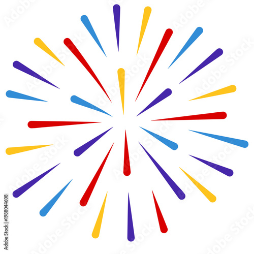 New year firework vector illustration. Fireworks with stars and sparks isolated on white background. Happy new year firework