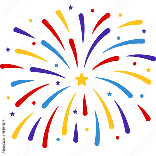 New year firework vector illustration. Fireworks with stars and sparks isolated on white background. Happy new year firework