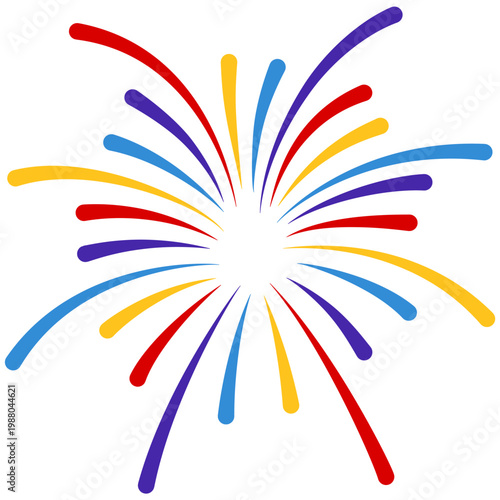 New year firework vector illustration. Fireworks with stars and sparks isolated on white background. Happy new year firework