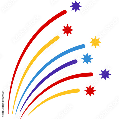 New year firework vector illustration. Fireworks with stars and sparks isolated on white background. Happy new year firework