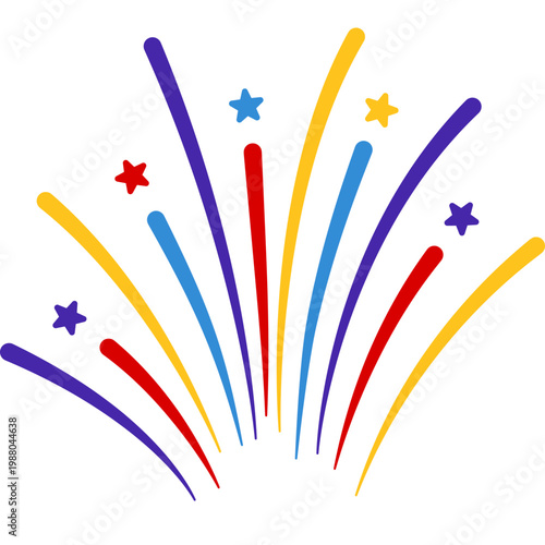 New year firework vector illustration. Fireworks with stars and sparks isolated on white background. Happy new year firework