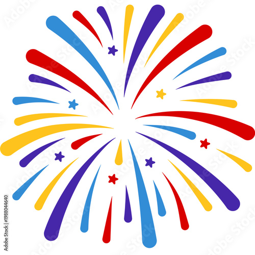 New year firework vector illustration. Fireworks with stars and sparks isolated on white background. Happy new year firework