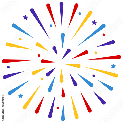 New year firework vector illustration. Fireworks with stars and sparks isolated on white background. Happy new year firework