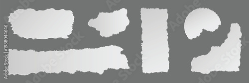 Torn Paper Edge Shapes Set. Ripped Paper Scrap Pieces and Rough Paper Borders Collection