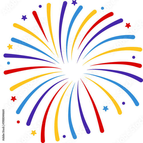 New year firework vector illustration. Fireworks with stars and sparks isolated on white background. Happy new year firework