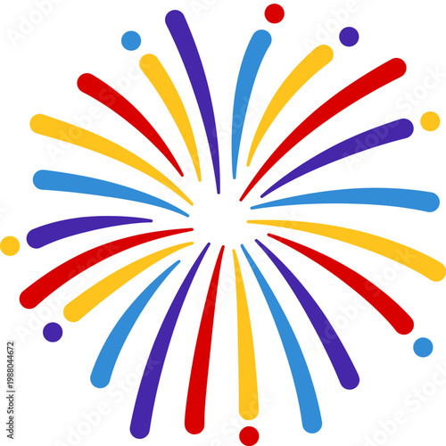 New year firework vector illustration. Fireworks with stars and sparks isolated on white background. Happy new year firework