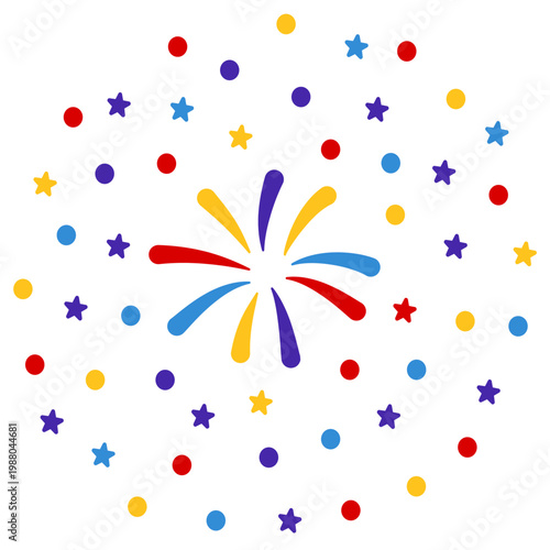 New year firework vector illustration. Fireworks with stars and sparks isolated on white background. Happy new year firework