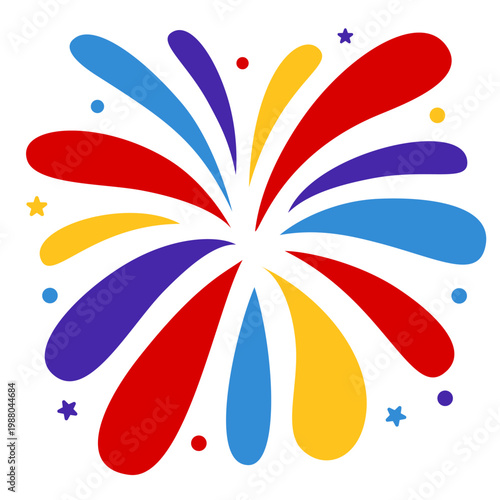 New year firework vector illustration. Fireworks with stars and sparks isolated on white background. Happy new year firework