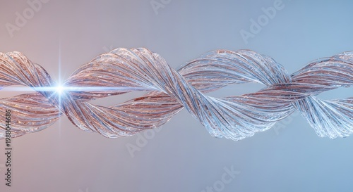 Abstract DNA Spiral Twist Background with Futuristic Glowing Fiber Optic Cables