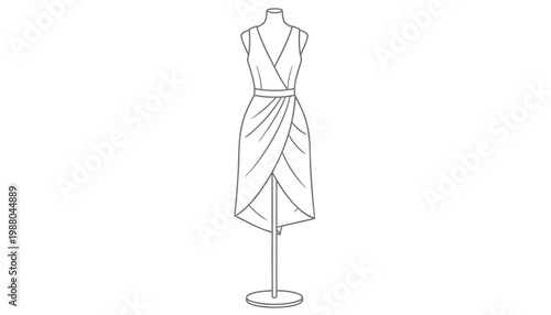 Fashion, dress, mannequin, illustration, vector, clothing, design, wrap dress