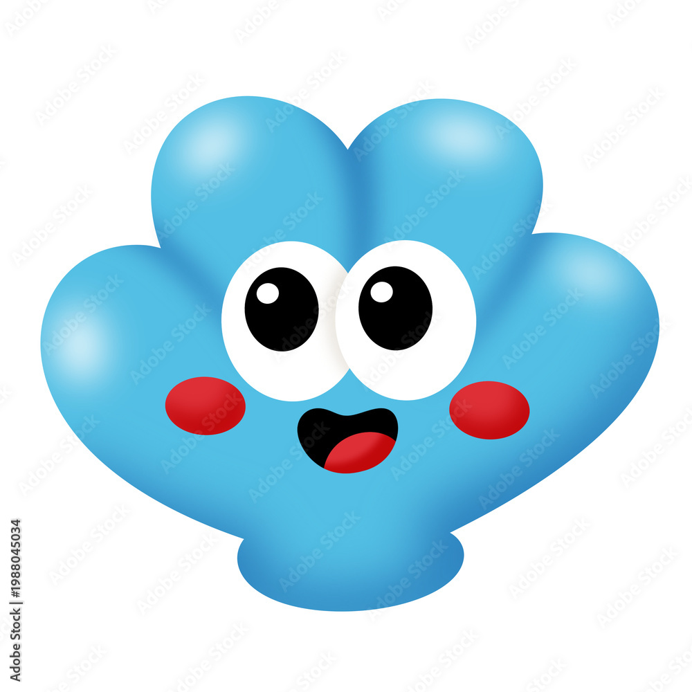 Fototapeta premium Cute blue seashell cartoon illustration