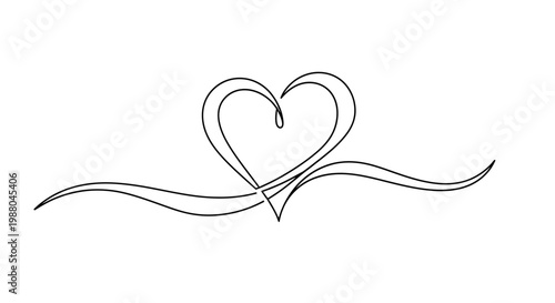 Minimalist Heart and Wave Line Drawing Symbol for Love and Connection