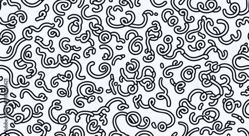 Abstract Black and White Swirls and Curls Pattern