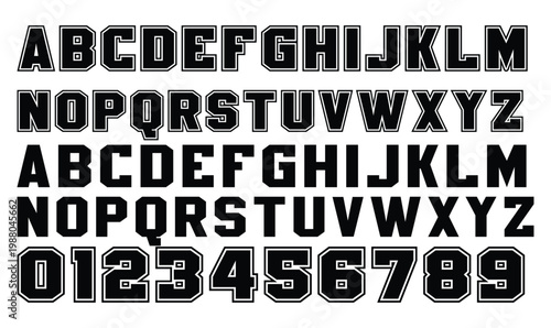 Collegiate Varsity Alphabet and Numbers Vector Set for Sports Branding and Apparel Design