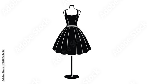 Fashion, black dress, vector illustration, clothing design