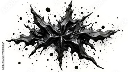 Black Liquid Splash on White